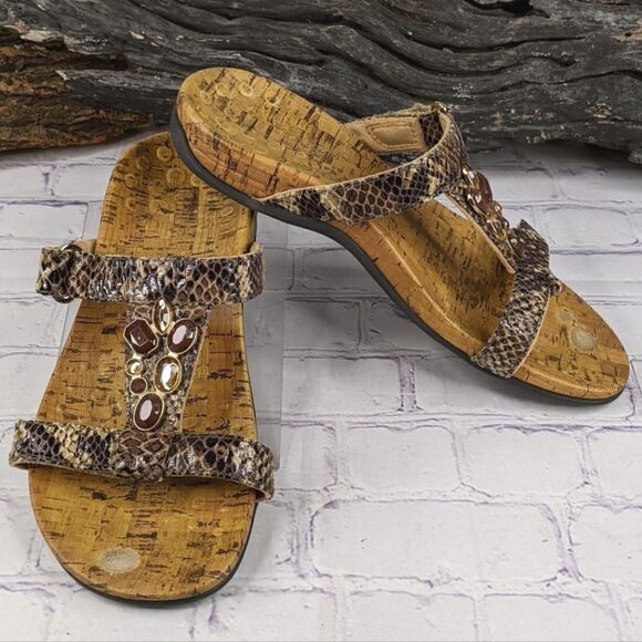 Vionic by Orthaheel Viviana Jeweled Embellished Snakeskin Sandals - Picture 1 of 10